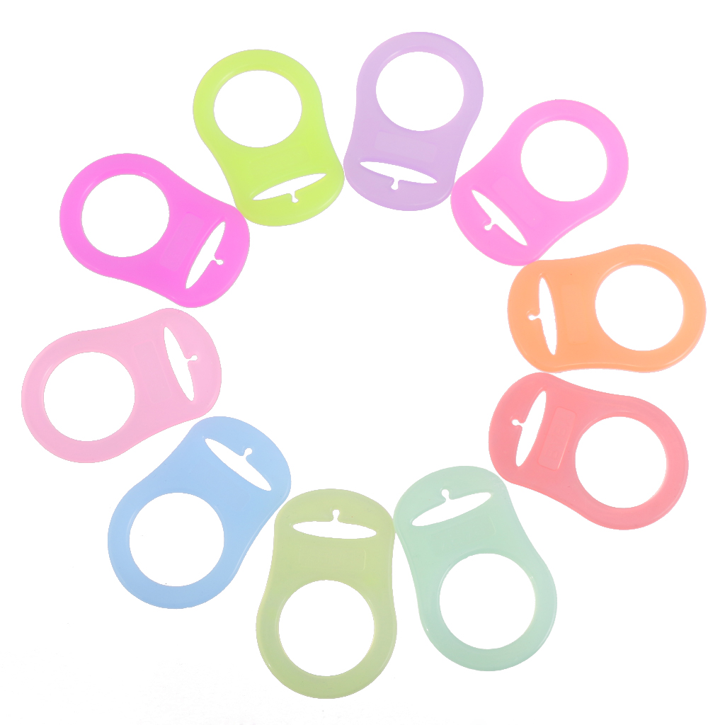Random color, Pack of 10pcs Doyeemei Silicone Button Ring Dummy Pacifier Holder Clip Adapter
